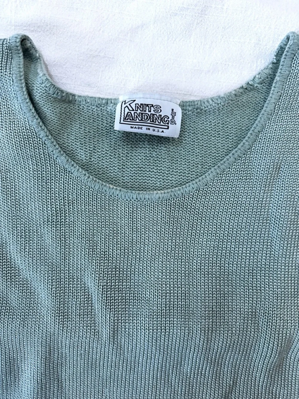 vintage aqua knit baby tank — cottagecore lace hem sweater vest by Knits Landing - Picture 2 of 6